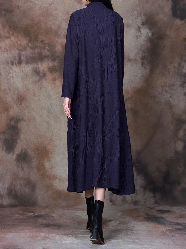 XITAO Casual Long Sleeve Dress Fashion Simplicity Temperament Women Spring Loose New Half High Collar Pullover Dress DMJ2561