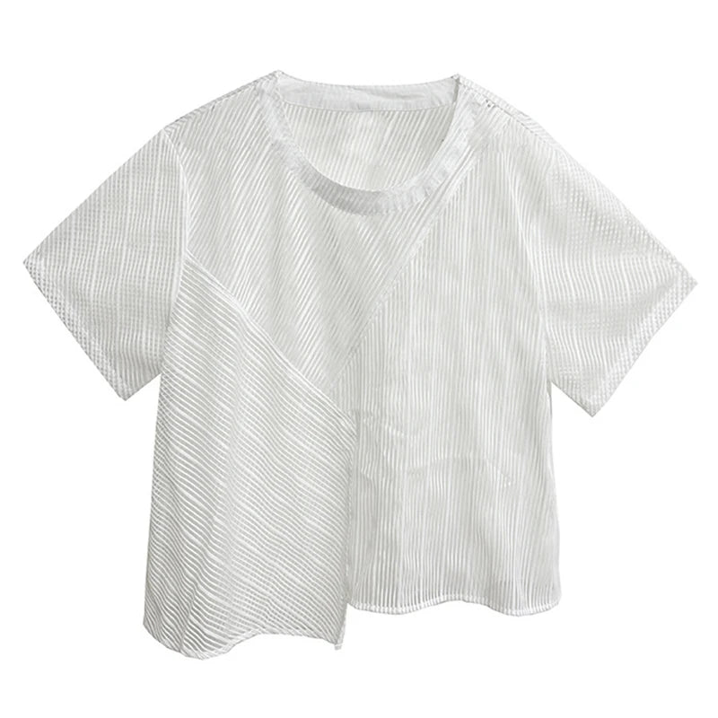 XITAO Loose Sheer Mesh T-shirt Solid Color Simplicity All-match Short Sleeve Casual Loose Summer Women New Top ZY8869