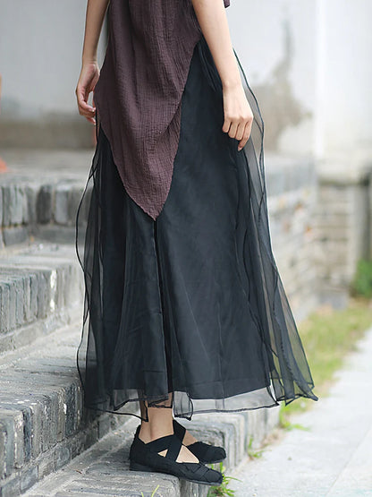 XITAO Elegant Gauze Patchwork Female Skirt Casual Fashion Simplicity Temperament Loose Women Summer New All-match Skirt ZY8850