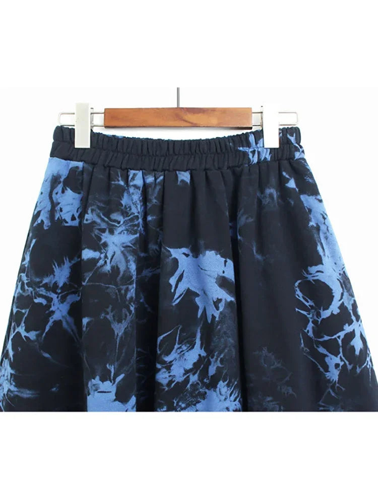 XITAO Irregular Contrast Color Print Skirt Loose Fashion Simplicity Casual Street Trendy Spring All-match Women Skirt SMH1492