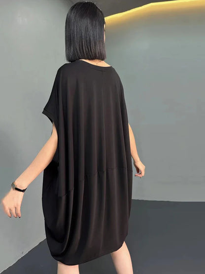 XITAO Loose Batwing Sleeve Dress Solid Color All-match Slimming Women Summer New Temperament Elegant Simplicity Dress ZY8721