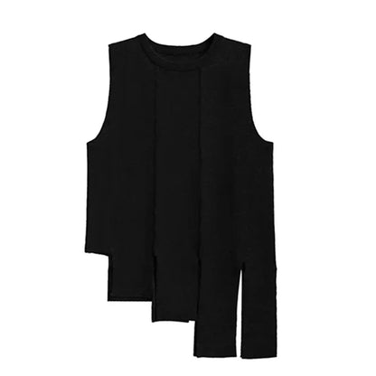 XITAO Irregular O-neck Solid Color Sweater Vest Sleeveless Temperament Fashion Slimming Autumn 2024 Women New Sweater LJ1043