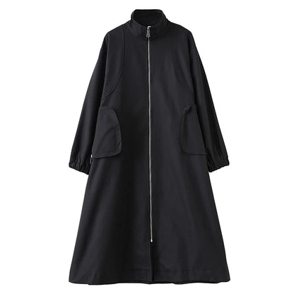 XITAO Popular Solid Color Loose Korean Full Sleeve Trench Temperament A-line Literary Style Female Coat All Match ZYY1046