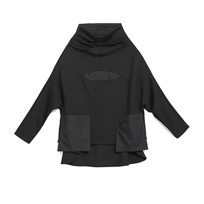 XITAO Black Casual Women Sweatshirt Loose Fashion Stand Collar Pullover Top 2023 Spring All-match New Bat Wing Sleeve LYH2877