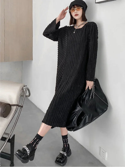 XITAO O-neck Full Sleeve Dress Loose Appear Thin Simplicity Temperament Vintage Spring Women New Pullover Dress DMJ2744