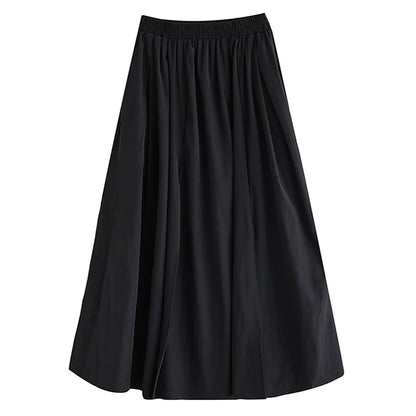 XITAO Solid Color Casual Loose Women Skirts Autumn New A-line Mid-calf Temperament New Fashion Elastic Waist Skirts GYX1066