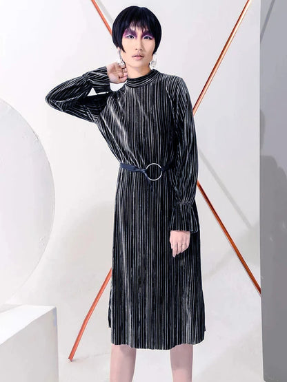 XITAO Women Stand Collar Long Flare Sleeve Loose Straight Dress Spring Europe Fashion Korea Style Dress OF030