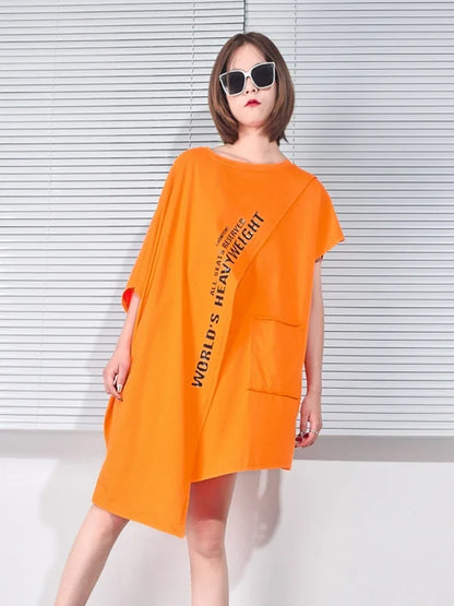 XITAO Asymmetrical Print T-shirt Fashion Casual Batwing Sleeve Women 2021 Autumn New O-Neck Personality Print Thin Top WMD0556