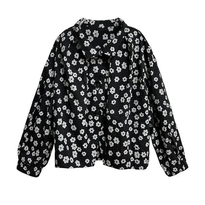 XITAO Print Turn-down Collar Single Breasted Jackets Long Sleeve All Match Fashion Temperament Casual Coat Autumn New DMJ5022