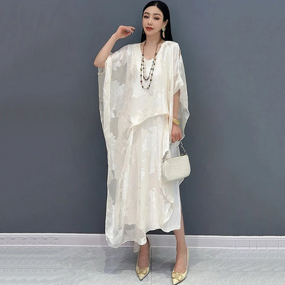 XITAO Chinese Style Jacquard Weave Fashion Dress Advanced Sense Temperament Irregular O-neck Summer Women New Dress GJ1061