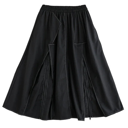 XITAO Asymmetrical Skirt Personality Zipper Simplicity Exposed Line Decoration A-line Spring Summer Tulle Skirt LYD1227