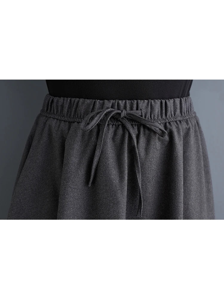 XITAO Casual Solid Color A-line Mid-calf Skirt Contrast Color Patchwork Autumn Women 2024 New Trendy Female Skirt ZYY1090