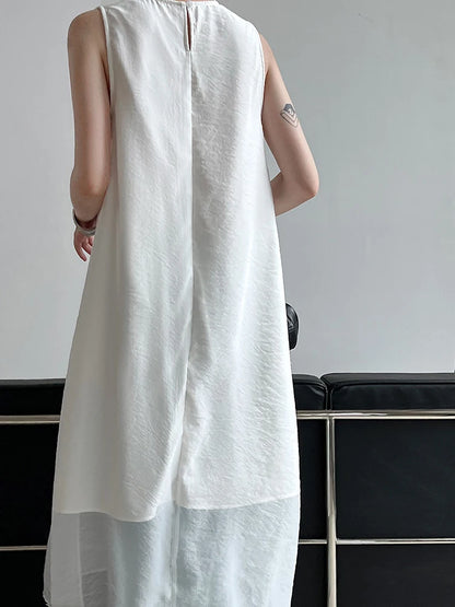 XITAO Sleeveless Solid Color Patchwork Gauze Dress Temperament Simplicity Summer Fashion All-match Women New Dress HJF3262