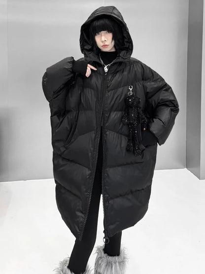 XITAO Solid Color Zipper Hooded Parkas Loose Casual Batwing Sleeve Full Sleeve Personality New Female Warm Parkas ZYY1095