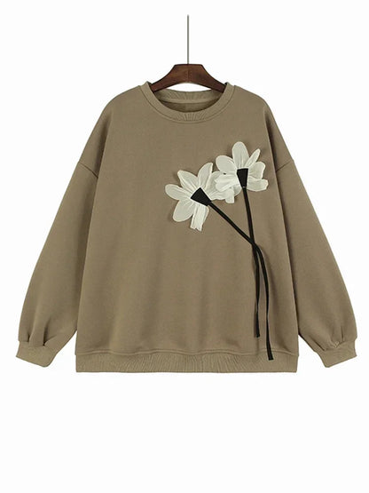 XITAO O-neck Casual Sweatshirt Three Dimensional Decoration Loose Fashion All-match 2024 Spring Women New Sweatshirt DMJ3153