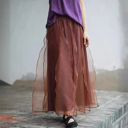 XITAO Elegant Gauze Patchwork Female Skirt Casual Fashion Simplicity Temperament Loose Women Summer New All-match Skirt ZY8850