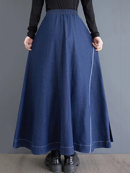 XITAO A-line Casual Solid Color Ankle-length Skirt Irregular 2024 New Loose Autumn Fashion Design Denim Female Skirt ZYY1075