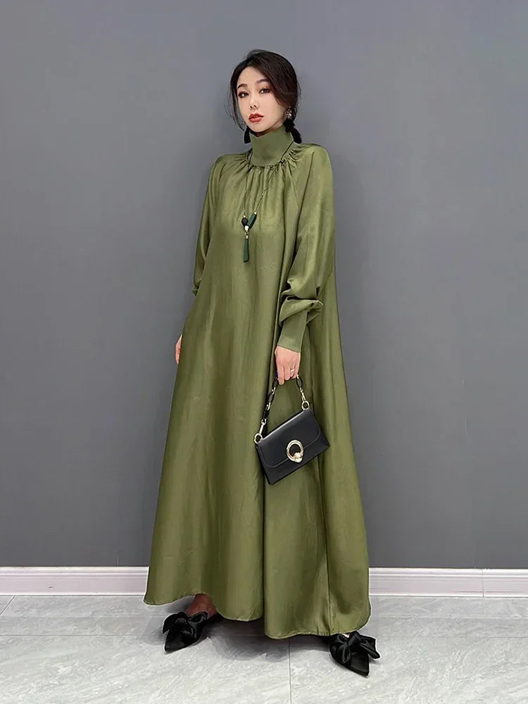 XITAO Turtleneck Temperament Dress Simplicity Solid Color Fashion Spring New Loose Long Sleeve Pullover Women Dress DZL2167