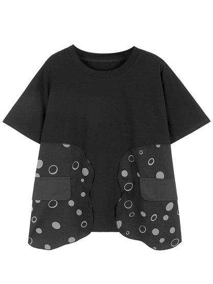 XITAO Loose Patchwork Irregular Dot T-shirts Casual O-neck All-match Short Sleeve Women Summer New Street Trend Top LYD1862