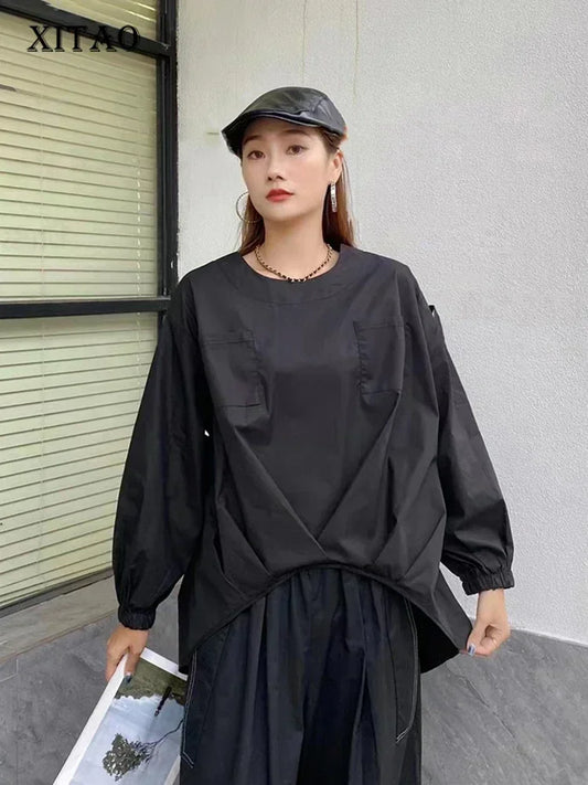 XITAO Solid Color Shirt Long Sleeve Causal Loose Turn-down Collar Fashion All-match Spring Women New Shirt  HQQ1965