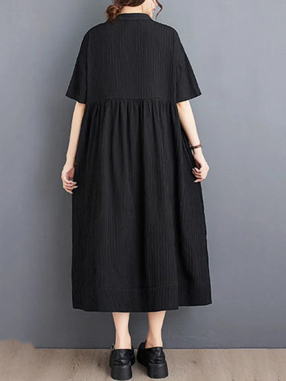 XITAO Loose Stand Collar Dress Temperament Appear Thin Summer New Arrival Casual Fashion Elegant Solid Color Dress HQQ0422