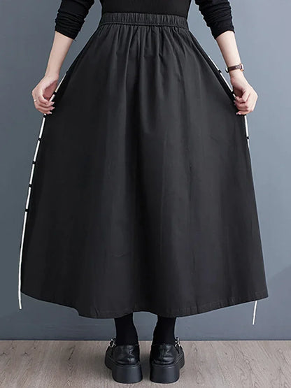 XITAO Loose Simplicity Skirt Personality Bandage Women Spring Summer New Arrival Casual Trend Elastic Waist Skirt LYD1226