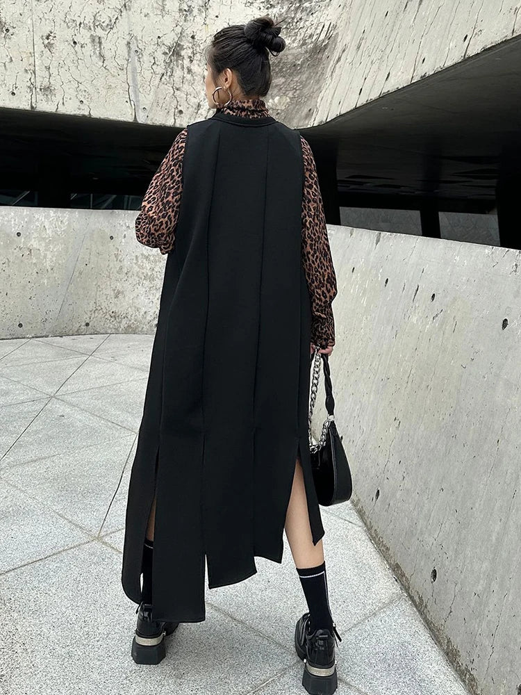 XITAO Irregular Solid Color Sleeveless Dress Solid Color Loose All Match O-neck Mid-calf Pullover New Autumn Women Dress ZYY1111