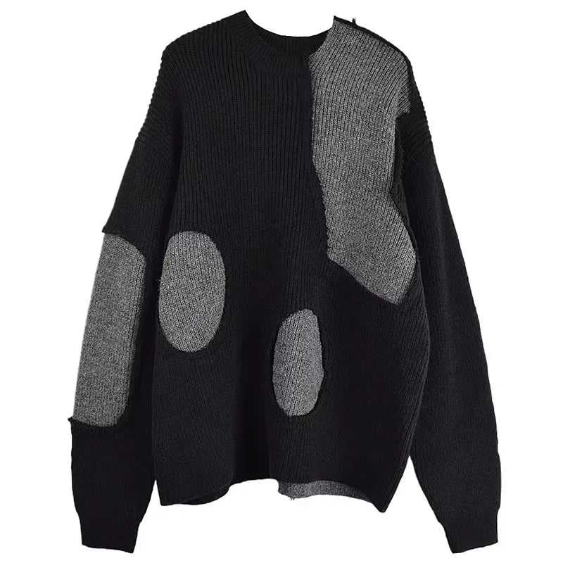 XITAO Patchwork Big Dots Women Sweater Loose Casual Pullover Full Sleeve Autumn Fashion Top Female Loose Trend Sweater ZYY1018