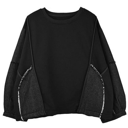 XITAO Contrast Color Patchwork O-neck Sweatshirts Pullover Loose Long Sleeve Casual All Match Fashion 2024 Autumn New GJ1118