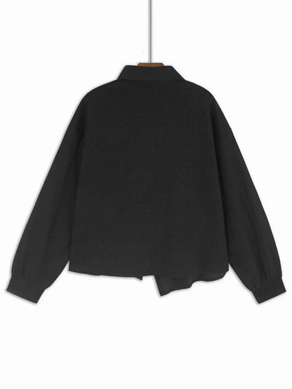 XITAO Tassel Chinese Style Irregular Full Sleeve Blouse Solid Color Dark Casual Design Style New Autumn Women Shirt GMM1209