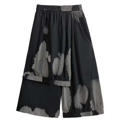 XITAO Asymmetrical Patchwork Skirt Personality Fashion Loose Contrast Color Print Women 2023 Summer New Women Skirt WLD11273