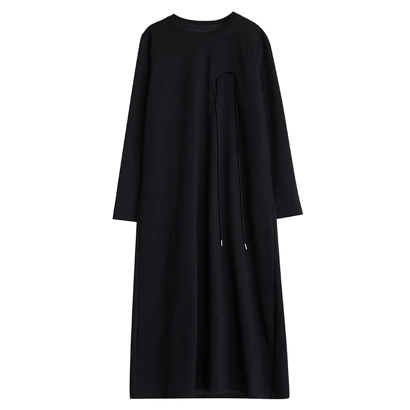 XITAO Full Sleeve O-neck Loose Dress Casual Fashion Simplicity All-match Solid Color 2024 Spring Women Pullover Dress DMJ2680