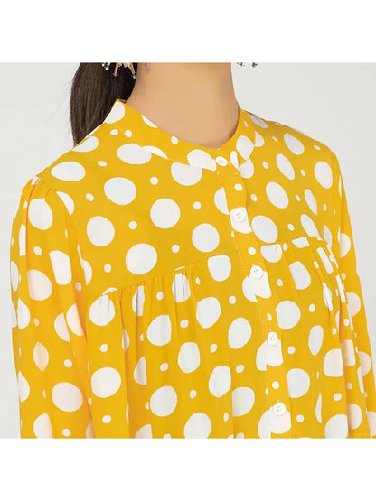 XITAO Polka Dot Cake Dress Pullover Goddess Fan Casual Style Spring Autumn Minority Dress ZY4281