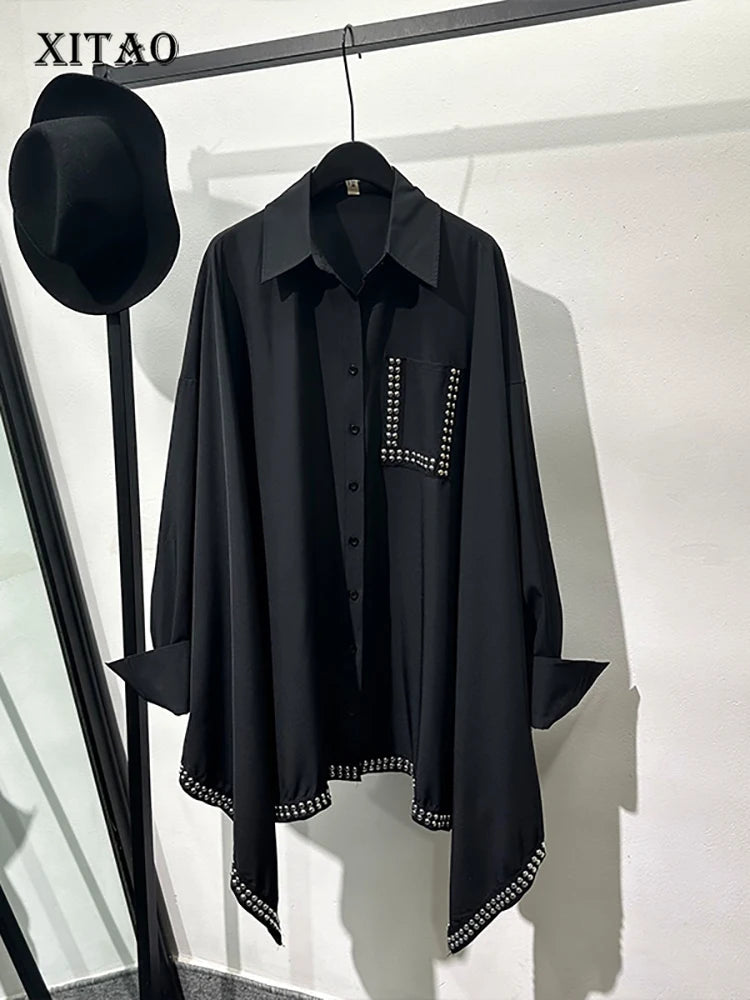 XITAO Irregular Bat Sleeve Loose Shirt Casual Fashion Korea Simplicity Solid Color Turn Down Collar Female New Top LYD1542