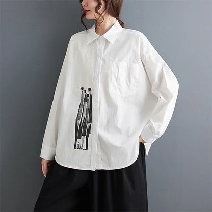 XITAO Simplicity Casual Women Shirt Loose Fashion Long Sleeve Turn-down Collar Top Autumn New All-match Shirt LYD1192