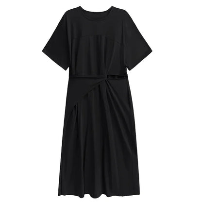 XITAO Hollow Out Dress Solid Color Small Fresh New Casual Style Pullover Elegant Summer Minority Loose Dress WLD11144