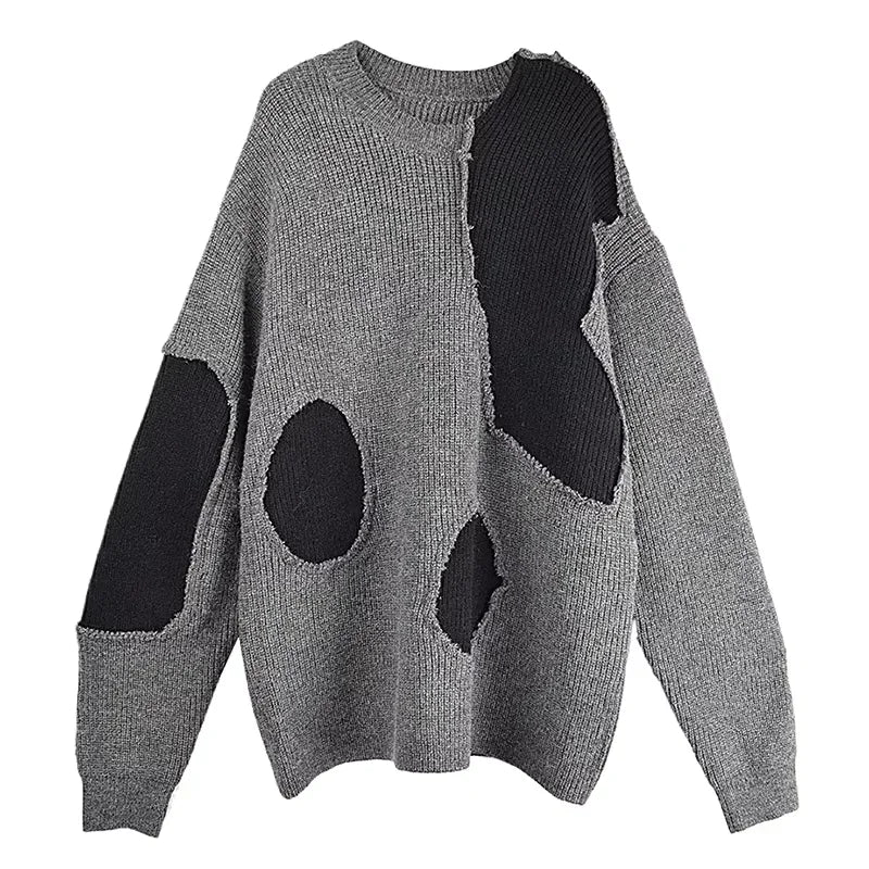 XITAO Patchwork Big Dots Women Sweater Loose Casual Pullover Full Sleeve Autumn Fashion Top Female Loose Trend Sweater ZYY1018