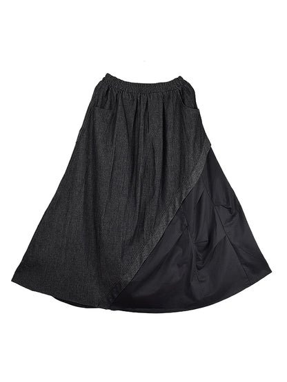 XITAO Loose Patchwork Simple Skirt Fashion Contrast Color Women Casual All-match Elastic Waist Temperament Skirt GJ1137