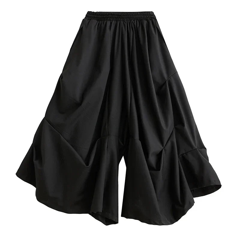 XITAO Irregular Folds Wide Leg Pleats Casual Fashion Personality Women Loose Culottes Spring Street Trendy New Pants DMJ3430