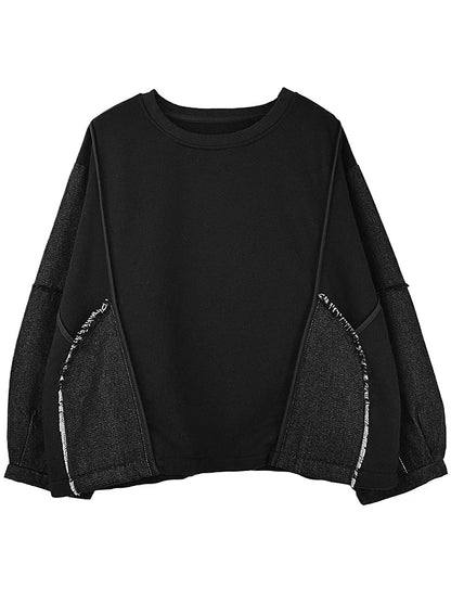 XITAO Contrast Color Patchwork O-neck Sweatshirts Pullover Loose Long Sleeve Casual All Match Fashion 2024 Autumn New GJ1118