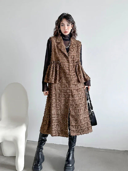 XITAO Vintage Sleeveless Casual Dress Fashion Patchwork Women Autumn Loose All-match Simplicity Street Wind Dress LYD1278