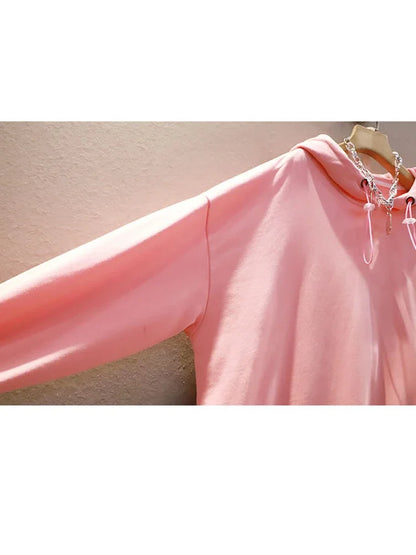 XITAO Solid Color Casual Women Sweatshirt Loose Pullover Fashion Long Hooded Collar Top 2024 Spring New All-match WMD2700