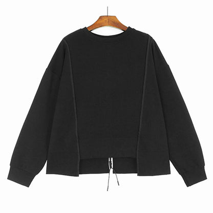 XITAO O-neck Patchwork Zippers Sweatshirt Irregular Solid Color Pullover Simplicity Loose All-match Women Street Trendy DMJ3740