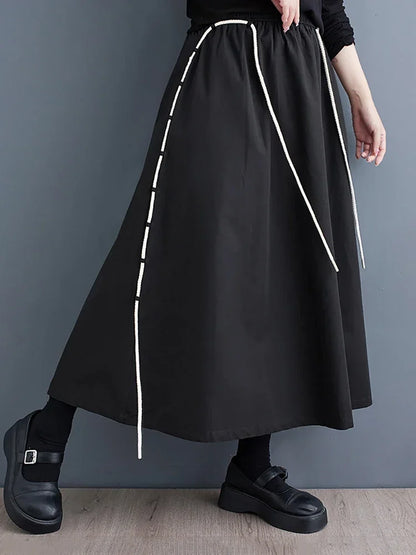 XITAO Loose Simplicity Skirt Personality Bandage Women Spring Summer New Arrival Casual Trend Elastic Waist Skirt LYD1226