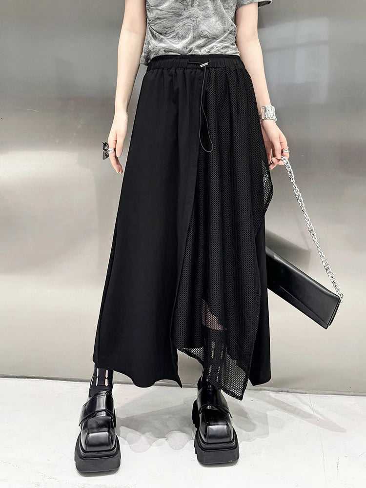 XITAO Asymmetrical Patchwork Female Skirts Solid Color Elastic Waist Mid-calf Loose Fashion 2024 Summer New All Match ZY8656