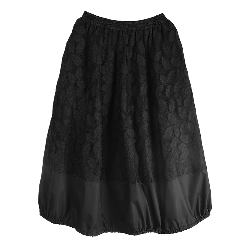 XITAO Patchwork Lace Dark Bud Casual Skirt Fashion Loose Fitting A-line Mid-calf Sweet New Arrival Autumn Women Skirt GMM1231