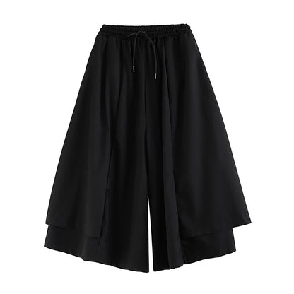 XITAO Solid Color Casual Female Pants Loose Elastic Waist Ankle-Length Fashion Spring New Double Layered Wide Leg Pants LYD1520