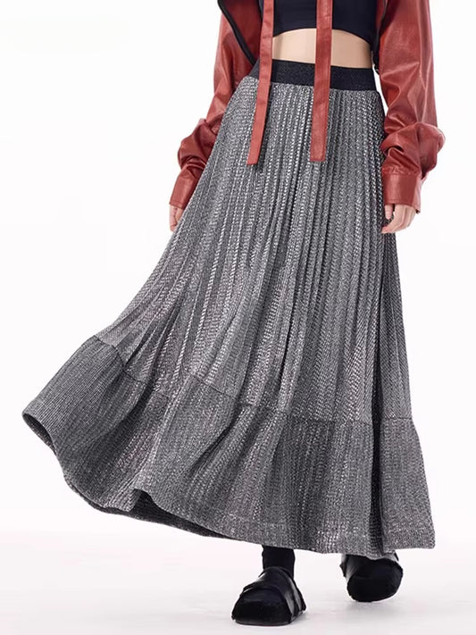 XITAO Ruffles Elastic Waist A-line Skirt Casual Solid Color Vintage Hong Kong New Simple Fashion Spring Women skirt GYX1518