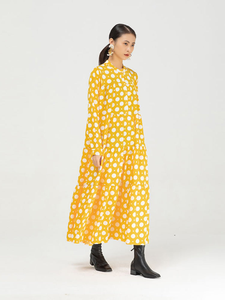 XITAO Polka Dot Cake Dress Pullover Goddess Fan Casual Style Spring Autumn Minority Dress ZY4281