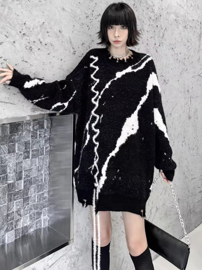 XITAO Casual O-neck Solid Color Full Sleeve Loose Fitting Sweater Hong Kong Contrast Color New Autumn Female Pullover GMM1088